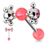 Acrylic Ball With Multi Steel Ball CZ Ball Barbell Tongue Rings 14GA