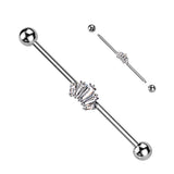 Baguette CZ Crown Surgical Steel Industrial Barbells