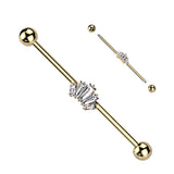 Baguette CZ Crown Surgical Steel Industrial Barbells
