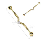 Pring Coil and Square Center Gem Industrial Barbells