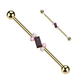 Surgical Steel Baguette CZ Center Industrial Barbells