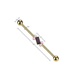 Surgical Steel Baguette CZ Center Industrial Barbells