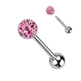 Clear Epoxy Over Multi Crystal Ferido Ball Barbell/Tongue rings