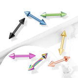 Spikes End Titanium Plated on Surgical Steel Barbell Tongue Ring