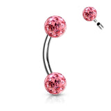 Epoxy Covered CZ Ferido Ball Curve Barbell Eyebrow Rings Daith