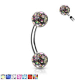 Epoxy Covered CZ Ferido Ball Curve Barbell Eyebrow Rings Daith