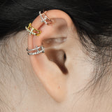 Double Cross CZ Paved Non Piercing Earring Cuff