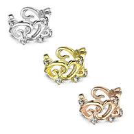 Filigree Linked Hearts CZ Non Piercing Earring Cuff