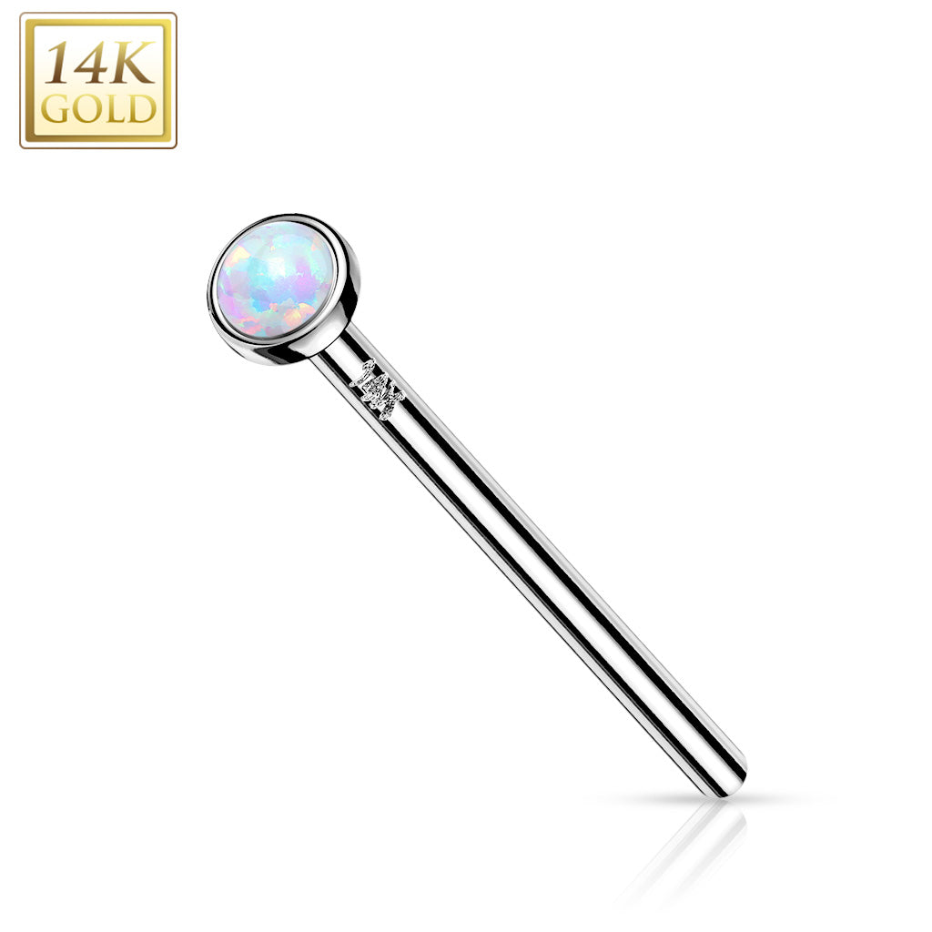 14K Solid Gold Tiny Fishtail Nose Stud With CZ - 24 Gauge (0.5mm) Dainty Nostril Jewelry