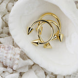 14K Solid Gold Spike End Horseshoe Circular Barbell