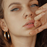 14K Solid Gold Flat Star Top Threadless Push-In Labret for Cartilage Monroe