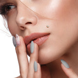 14K Solid Gold Threadless Labret With Bezel CZ Top 18G