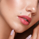 14K Solid Gold Threadless Labret With Prong CZ Top 18G