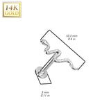 14K Solid Gold Threadless Labret With Snake Top