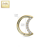 14K Solid Gold Crescent Hinged Segment Hoop Ring Nose Septum Daith