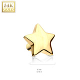 14K Solid Gold 4 mm Star Dermal Anchor Top