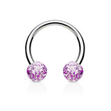 Pair Ultra Glitter Balls 316L Surgical Steel Horseshoe Circular Barbells
