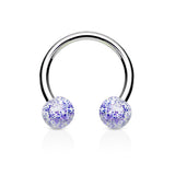 Pair Ultra Glitter Balls 316L Surgical Steel Horseshoe Circular Barbells