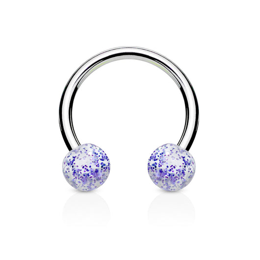 Pair Ultra Glitter Balls 316L Surgical Steel Horseshoe Circular Barbells