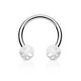 Pair Ultra Glitter Balls 316L Surgical Steel Horseshoe Circular Barbells