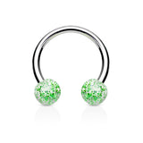 Pair Ultra Glitter Balls 316L Surgical Steel Horseshoe Circular Barbells