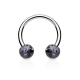 Pair Ultra Glitter Balls 316L Surgical Steel Horseshoe Circular Barbells