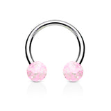 Pair Ultra Glitter Balls 316L Surgical Steel Horseshoe Circular Barbells