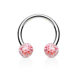 Pair Ultra Glitter Balls 316L Surgical Steel Horseshoe Circular Barbells