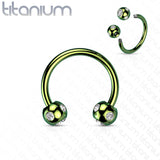 5-Gem Paved Balls Horseshoe Circular Barbells for Nipple Septum Ear