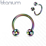 5-Gem Paved Balls Horseshoe Circular Barbells for Nipple Septum Ear