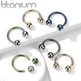 5-Gem Paved Balls Horseshoe Circular Barbells for Nipple Septum Ear