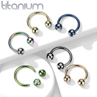 5-Gem Paved Balls Horseshoe Circular Barbells for Nipple Septum Ear