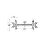 Pair Threadless Nipple Barbell Ring With Marquise CZ Fan