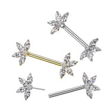 Pair Threadless Nipple Barbell Ring With Marquise CZ Fan
