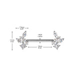 Pair Threadless Nipple Barbell Ring With CZ Cluster