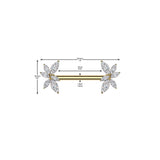 Pair Threadless Nipple Barbell Ring With CZ Vine