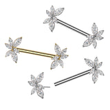 Pair Threadless Nipple Barbell Ring With CZ Vine