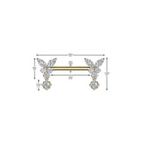 Pair Threadless Nipple Barbell Ring With Butterfly CZ Dangle