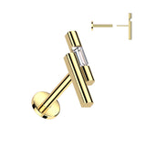 Threadless Push In 2 Bar CZ Top Labret Tragus Snug Ear Cartilage Helix
