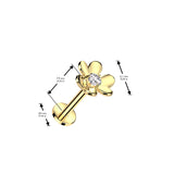 Threadless Push In Flower CZ Top Labret Tragus Snug Ear Cartilage Helix