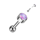Titanium Threadless Push-In Cartilage Barbell with Bezel Opal