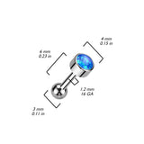 Titanium Threadless Push-In Cartilage Barbell with Bezel Opal