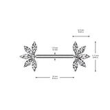 Pair Titanium Threadless Push In Marquise CZ Nipple Barbell