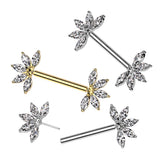 Pair Titanium Threadless Push In Marquise CZ Nipple Barbell