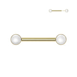 Pair Titanium Threadless Push In Pearl Set Nipple Barbell