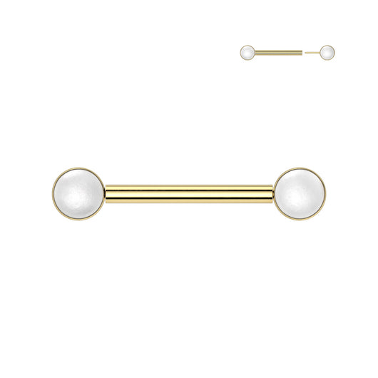 Pair Titanium Threadless Push In Pearl Set Nipple Barbell