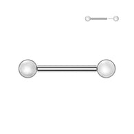 Pair Titanium Threadless Push In Pearl Set Nipple Barbell