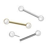 Pair Titanium Threadless Push In Pearl Set Nipple Barbell