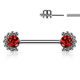 Pair Titanium Threadless Push in Nipple Barbell with Opal & CZ Ball