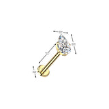 Titanium Threadless Push-In Tear Drop CZ Labret Ear Cartilage Helix 18G